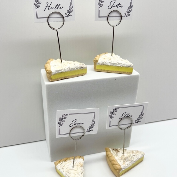 Lemon Meringue Pie Place Card Holders – Set of 2 | Handmade Clay Table Decor - Picture 7 of 16